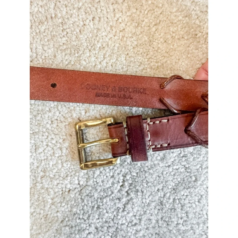 Vintage Dooney & Bourke Brown Leather Belt USA Brass Buckle Fits 33-37